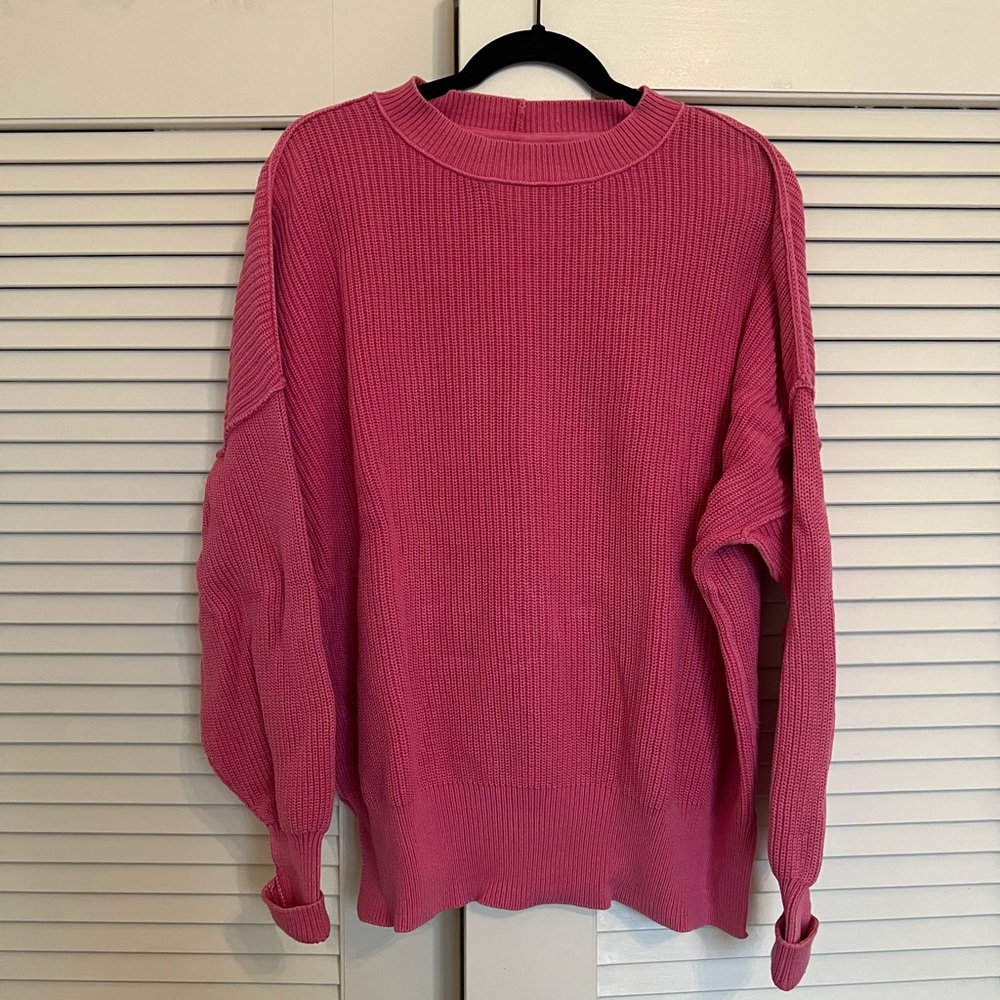 Aerie Pink Crew Neck Knit Sweater - 100% Cotton